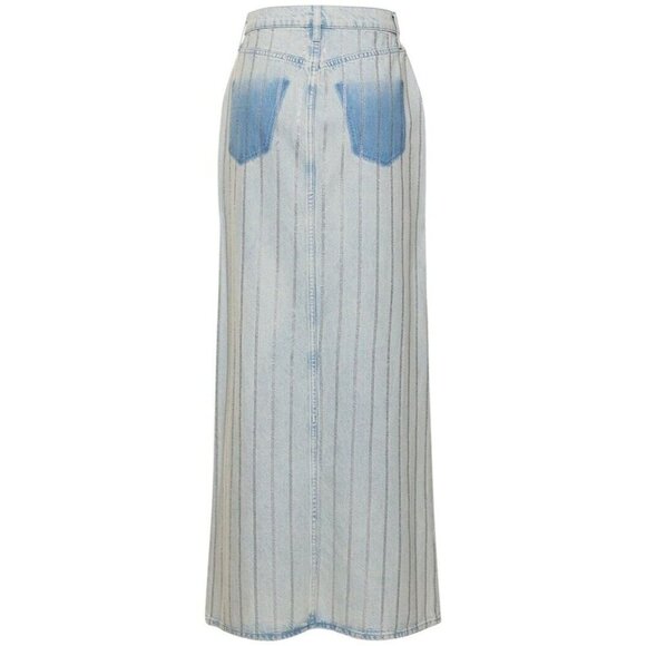 Triarchy Light Wash Rhinestone Stripe Maxi Skirt 25 - Picture 5 of 9